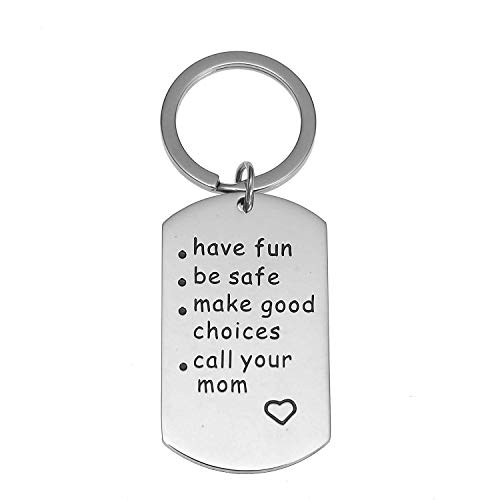 Stainless Steel Customizable Keychain - 2024 Graduation & New Driver Gift: Stainless Steel Customizable Keychain | Fun, Safe, & Choices | Call Your Mom Key Ring for Memorable Milestones