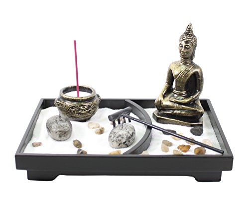 We pay your sales tax Tabletop Buddha Zen Garden Rock Sand Candle Holder Home/Office Decor Perfect Relaxing Gift Idea (Rock G16232)