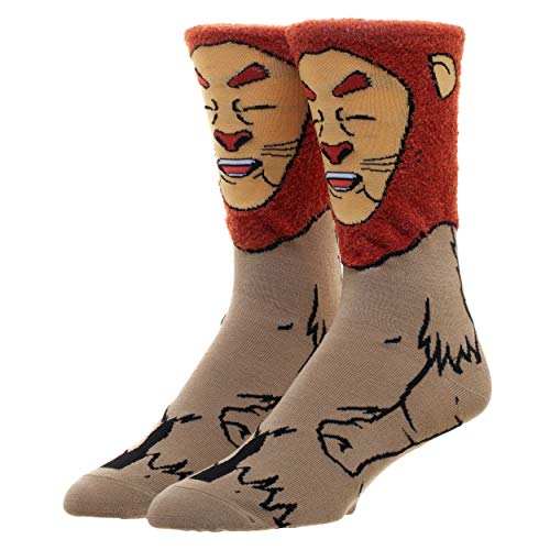 Bioworld Cowardly Lion Wizard Of Oz 360 Character Men's Casual Crew Socks