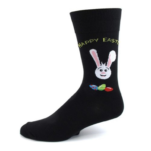 Absolute Stores Men's Happy Easter Bunny Socks-Black-Large