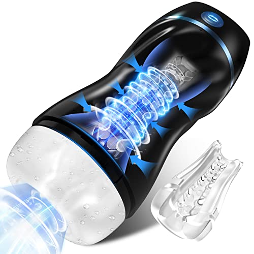 EINSEO Automatic Sucking Male Masturbators - Upgraded 7 Vibration & Suction Hands Free Pocket Pussy Male Stroker with 3D Realistic Textured, Blowjob Toy Mens Adult Male Sex Toys for Men (Black)