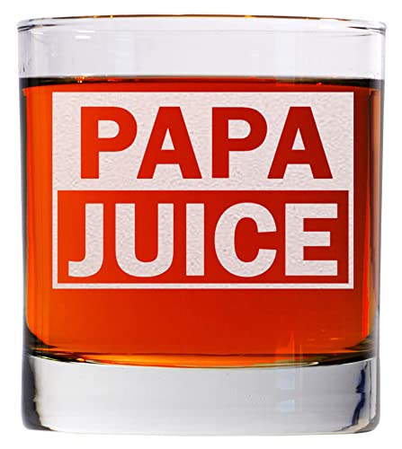 CARVELITA Papa Juice Whiskey Glasses - 11oz Engraved Old Fashioned Rocks Glass - Grandpa Birthday Gifts - Gifts For Papa - Gifts For Grandpa - Papa Gifts From Grand Children - Best Grandpa Gifts