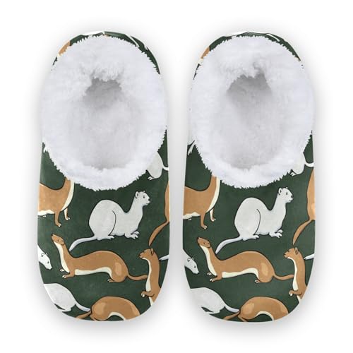 Umidedor Weasels Wolf House Slippers Fuzzy Memory Foam Soft Slipper Socks for Woman Men, L