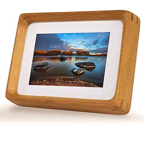 Hans Picture Frame,Made of Solid Wood Photo Frame for Wall Mounting or Tabletop Diaplay(Teak,4'x6' matted to 3'x5')