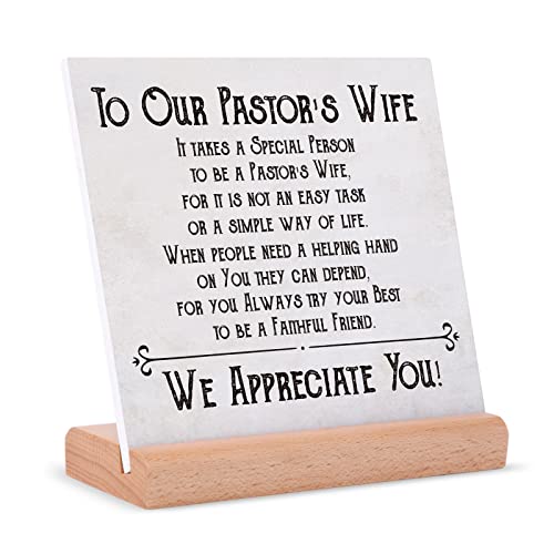 Afterprints Pastor's Wife Appreciation Gifts - Plaque with Wood Stand Decorations, Christmas Birthday Gift for Preacher’s Wife, Minister's Wife, Unique Pastor's Wife Present