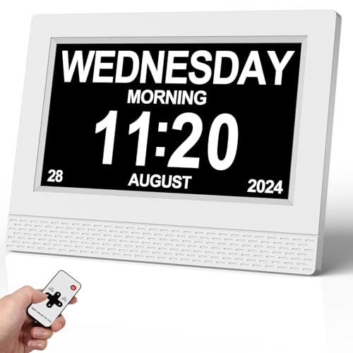 SINOIDEAS 3.0 Upgrade,Dementia Clock,Digital Calendar Day Clock,Dementia Clocks with Days Dates and time of Day，7inch with Remote