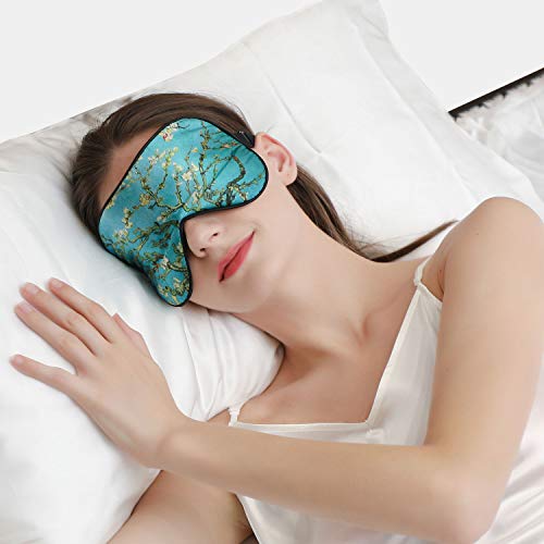 ZIMASILK 100% Natural Silk Sleep Mask Blindfold,Adjustable Super-Smooth Soft Eye Mask for Sleep with Bag(Pattern 5)