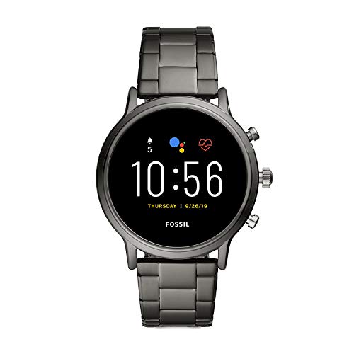 Fossil 44mm Gen 5 Carlyle Stainless Steel Touchscreen Smart Watch with Heart Rate, Color: Smoke (Model: FTW4024)