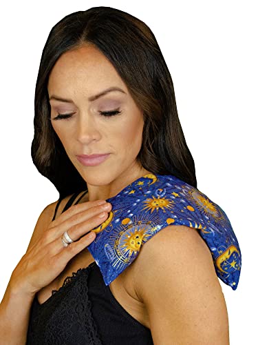 Nature's Approach Basic Herb Pack Rice Heating Pad Microwavable Reusable Heat Pack with Herbal Aromatherapy Fill, Freezer and Microwave Safe for Hot and Cold Therapy, Celestial Indigo