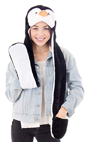 Simplicity Cute Penguin Hats Caps Animal Beanie Hats with Scarf and Gloves