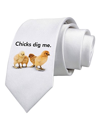 TooLoud Chicks Dig Me Printed White Neck Tie