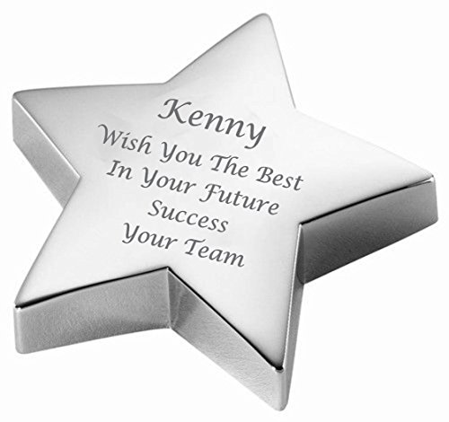 Personalized Silver Star Paperweight Engraved Free - Ships from USA