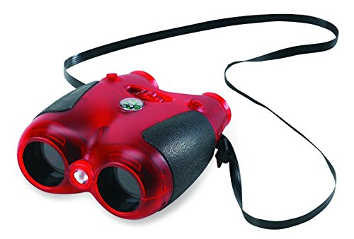 Safari Ltd Translucent Red Luminocular Binoculars – Features Built-In Light Beam and Compass – Made From Heavy-Duty ABS Plastic – 3.5x Magnification Acrylic Lenses – See 100 Feet Away – for Ages 5 and Up