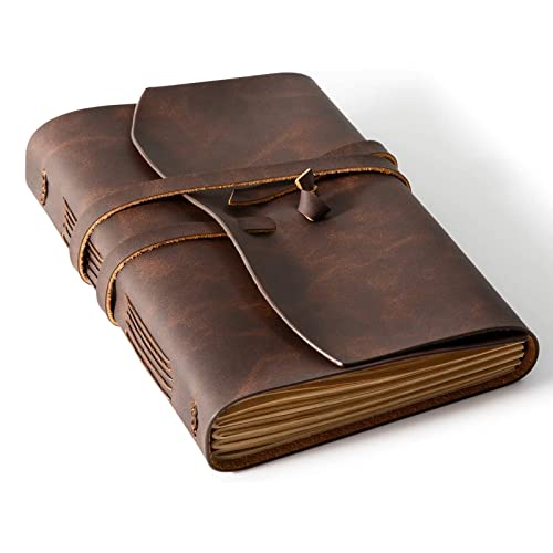 RILIHO Leather Journal Notebook - Genuine Leather Journals for Writing 260 Pages 5x7.1 Inches Vintage Journal For Man and Women Gifts For Man Artist,Travel Journal,Brown