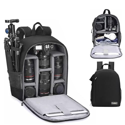 Cwatcun Waterproof Camera Backpack for DSLR, Mirrorless - Compatible with Sony, Canon, Nikon Camera and Lens Accessories