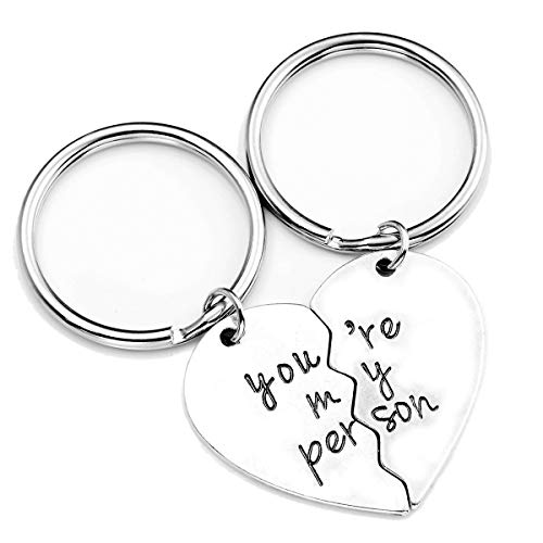 XYBAGS You're My Person Heart Puzzles Couples Keychain, 2PCS Romantic Key Chain Gifts for Boyfriend Girlfriend Couple (Heart)