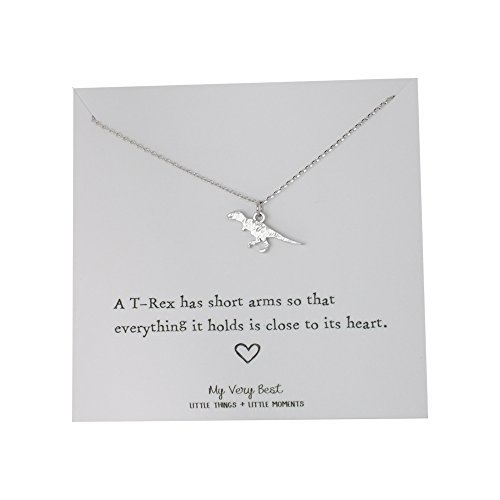 My Very Best Tiny Cute Dinosaur T- Rex Necklace, Sweet Gift Necklace (Silver Plated Brass)