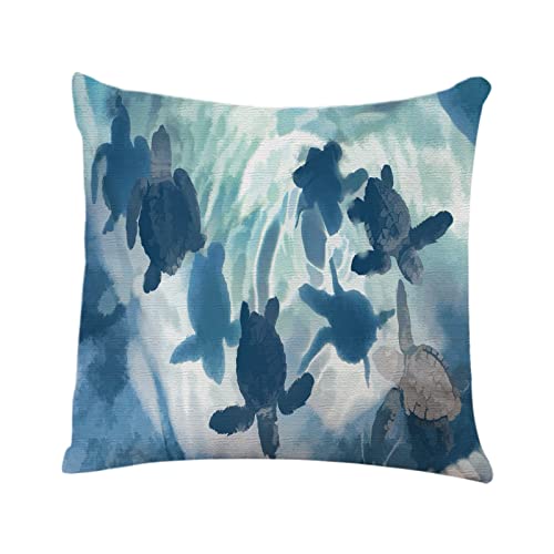 YGGQF Throw Pillow Cover Turtles Underwater Ocean Sea Turtle Animal Swimming Home Decor Pillowcase for Sofa 18x18 Inches