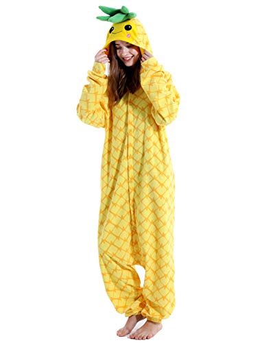 vavalad Pineapple Adult Cosplay Costumes One-Piece Pajamas Fruit Pineapple for Women Men