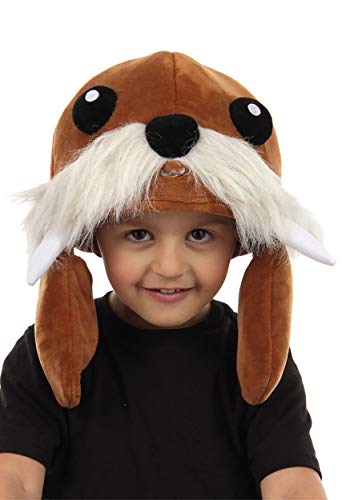elope - Walrus Water Spitting Toy Hat Costume (Standard, Brown)