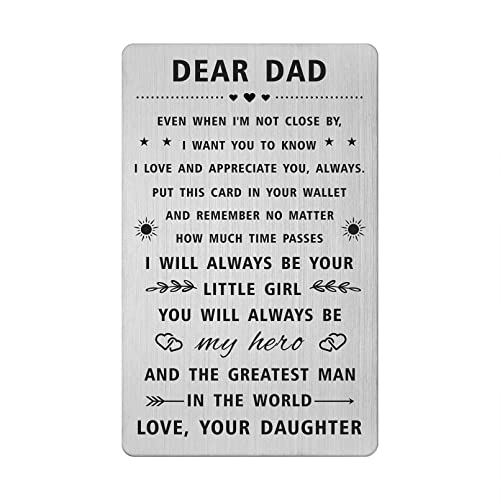 SOUSYOKYO Dad Gifts from Daughter, Happy Birthday Dad Wallet Card for My Daddy, Personalized Bday Gift for Dad, Long Distance Hero Dad Gifts, I love You Dad Present Men