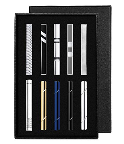 YADOCA Tie Clips for Men Tie Bar Clip Black Silver-Tone Gold-Tone for Wedding Business with Gift Box