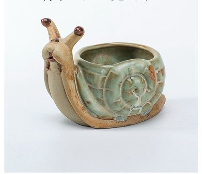 Ceramic Home/Garden Flower Planter Pot - Outside Vintage Cute Snail Design