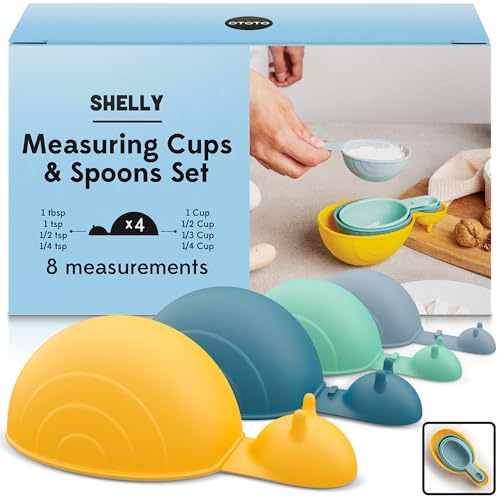 NEW!! OTOTO Measuring Spoons Set - Teaspoons for Dry & Liquid Ingredients, BPA-free & Dishwasher Safe, Funny Gifts, Cute Kitchen Accessories, Baking Accessories, Unique Kitchen Gadgets (Shelly)