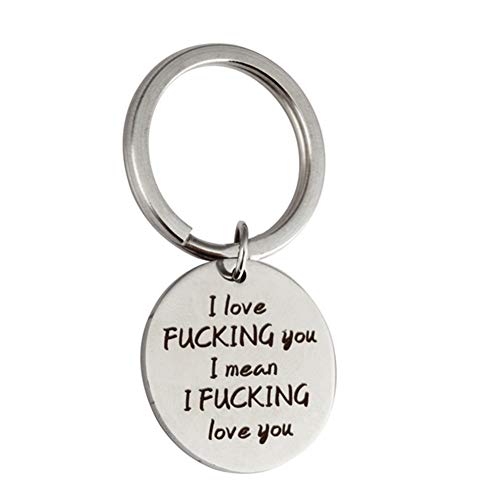 ShiQiao Spl Gifts for Boyfriend Girlfriend Husband Wife I love Fucking You I Mean I Fucking love You Key Chain Dog Tag Charm Pendant for Couples Love