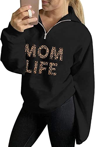 ALLTB Mom Life Sweatshirts Women Mama Funny Sayings Tee Top Long Sleeve Crew Neck Letter Printed Pullover Blouse
