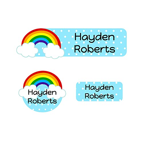 Name Bubbles - Custom Name Labels for Daycare, School, and Camp (90 Labels - 3 Sizes) - Personalized Waterproof Name Stickers for Clothes, Lunch Boxes, Water Bottles, & School Supplies (Rainbow)