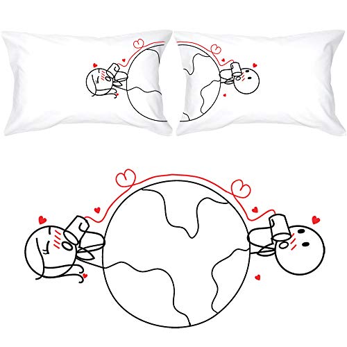 BoldLoft Love Has No Distance Couple Pillowcases-Long Distance Pillowcase Long Distance Relationship Gift for Boyfriend Girlfriend Thinking of You Gift