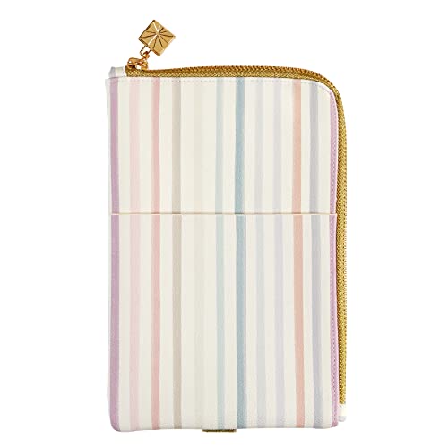 Vegan Leather Ultimate Planny Pack Watercolor Stripes Neutral. Lanner Accessory Pouch Inside Pockets & Metal Zipper. Elastic Band to Secure Around Planner. Vegan Leather Organizer Case - Erin Condren