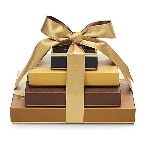 Godiva Chocolatier Sweet Surprise Gift Tower – 4 Boxes of Chocolates in an Elegant Gift Display - Assorted Milk, White and Dark Gourmet Chocolates - Unique Gift for Chocolate Lovers