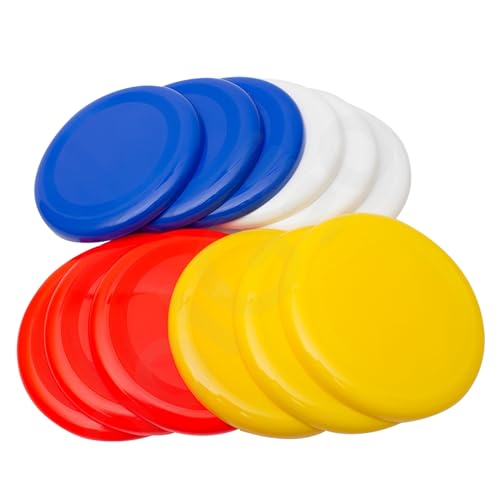 Fun Central 10 Inch Flying Discs Set - Bulk 12 Pack in Red, White, Blue, Yellow