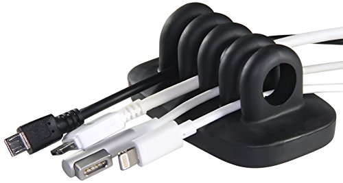 Desktop Cable Organizer, Weighted, No Bad Smell, Bundled with 2 Reusable Cable Ties (Black)