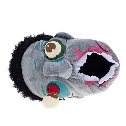 FAYUEKEY Unisex Zombie Home Plush Slippers for Halloween Scary Party Gift Shoes (Grey) 4-11