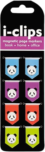 Panda i-clips Magnetic Page Markers (Set of 8 Magnetic Bookmarks)