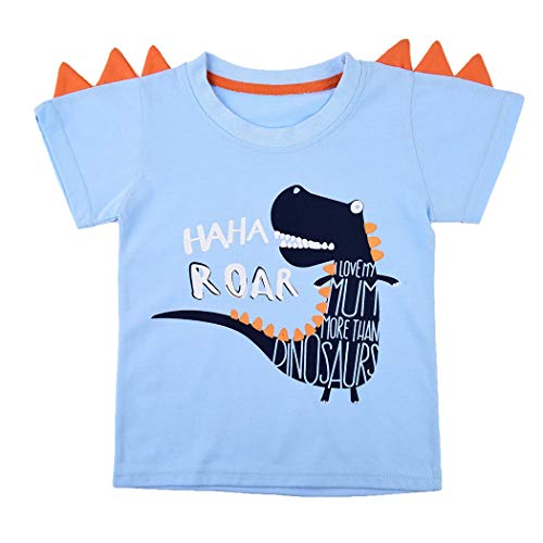 Toddler Boys T-Rex Short Sleeve Dinosaur T-Shirt Clothes Outfit Tops Tee Size 4-5 Years/4T Blue