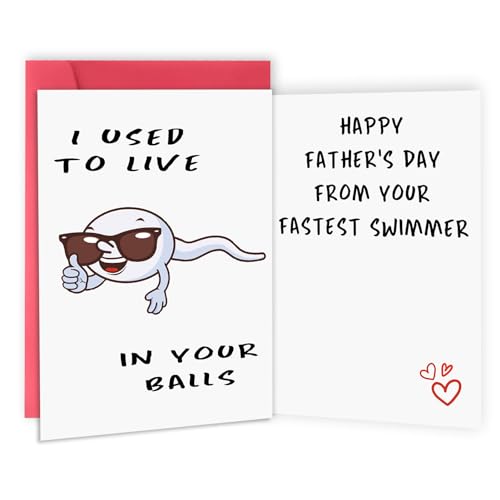 Asmallgf Cute First Fathers Day Card for New Dad, Two-sided 1st Fathers Day Gift from Baby Girl Boy, I Used to Live in Your Balls