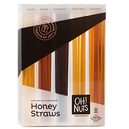Oh! Nuts® Holiday Honey Sticks Gift Set, 5 Naturally Flavored By Bee's Variety Stix Gift Box, Christmas Thanksgiving or New Year’s Prime Gifts Baskets Original Unique Gourmet Food Idea for Men & Women