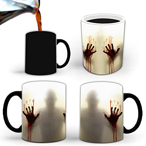 Aigori Horror Gifts for Men Women Adults, Halloween Coffee Mug (11oz) - Color Changing Zombie Ceramic Mug, Spooky Cup - Novelty Gifts for Halloween Christmas Birthday Mom Dad Friends (1pc)