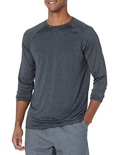 Amazon Essentials Men's Tech Stretch Long-Sleeve T-Shirt (Available in Big&Tall), Charcoal Space Dye, Medium