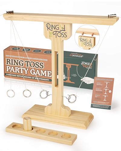 Ring Toss Game for Adults, 3-Second Instant Assembly Hook and Ring Game with Sturdy Structure, XL Size(15.8’’ X 15’’) Indoor Outdoor Holiday Party Games, Fun Family Games for Backyard, Camping, Beach