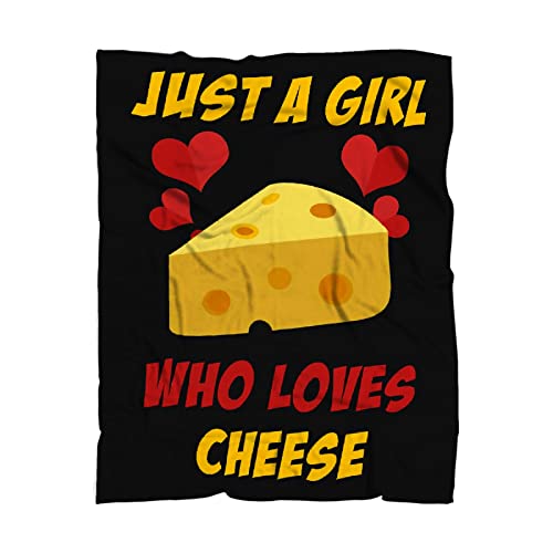 Zochoten Just A Girl Who Loves Cheese Flannel Blanket Decor Soft Cozy Warm Fluffy Blanket for Bed Couch Travel Beach 50x40 inch for Kids