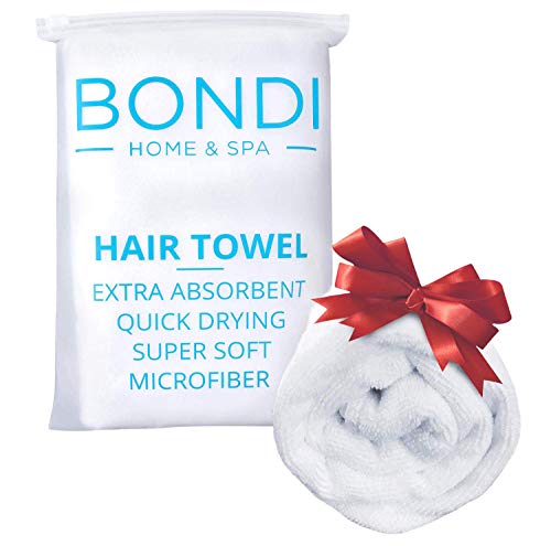 Bondi SPA Microfiber Hair Towel – Dries Hair 50% Faster – Anti-Frizz Towel for Long or Curly Hair – Super Absorbent & Soft - XL (Rectangle) - Perfect Stocking Stuffers for Women