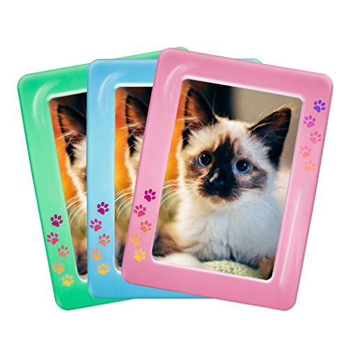 3 Strong Crystal Magnetic Photo Picture Frames Hold 4x6 Inches,Magnetic Pictures for Refrigerator,Locker File Cabinet, Dishwasher & Other Metallic Surfaces,The Gift for Cat and Dog Owner (3 Pack)