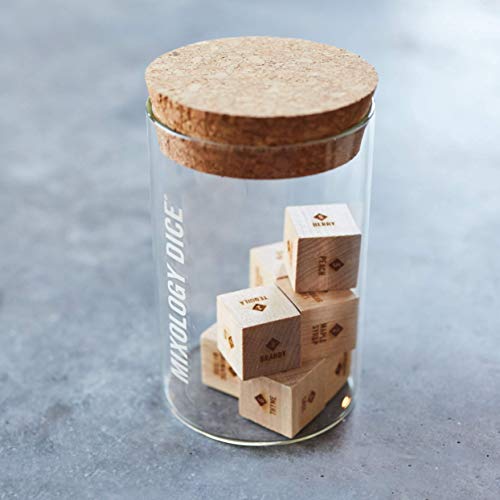 Mixology Dice® (tumbler) - Classic Edition // Set of 9 Laser Engraved Wood Dice for Craft cocktail inspiration // Includes Instruction Booklet/Bartender gift, Gifts for men, Gifts for guys