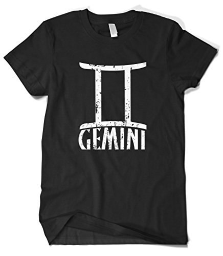 Cybertela Men's Distressed Gemini Sign T-shirt (Black, Large)