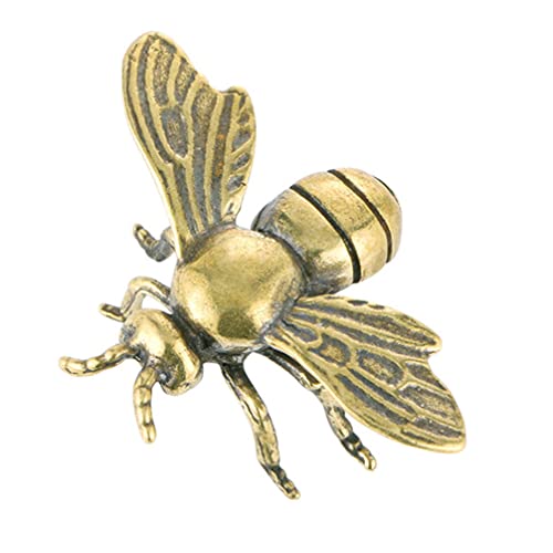 IMIKEYA Gold Bee Figurines: Vintage Brass Bee Statues Decorative Brass Animal Ornament DIY Craft Small Brass Metal Bee Desktop Ornament for Rustic Office Home Decor Wall Art